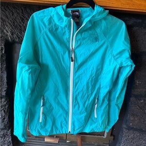 The North Face size medium M windbreaker turquoise Aqua Blue Jacket